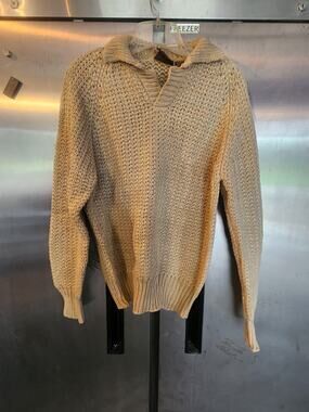 Ryan Michael Sportswear Chunky Knit Sweater Cream Acrylic Size L